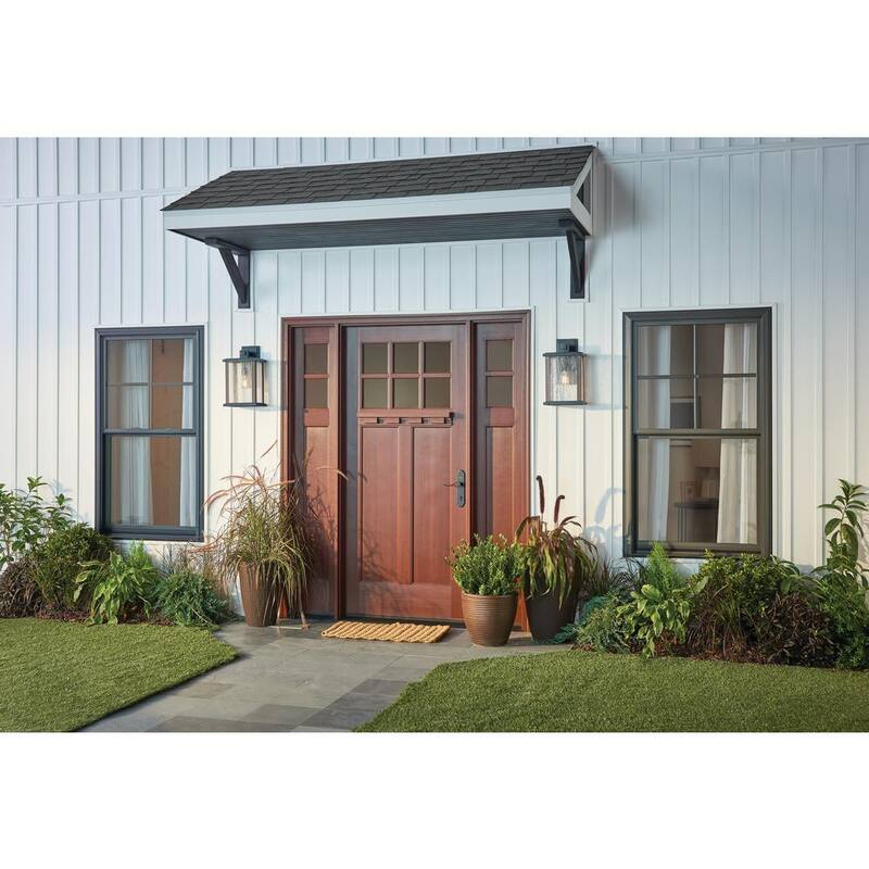 KICHLER Marimount 17 pulgadas 1-Luz Negro Linterna de Pared Exterior con Cableado Duro y Sin Bombillas Incluidas (Paquete de 1) - 59018BK