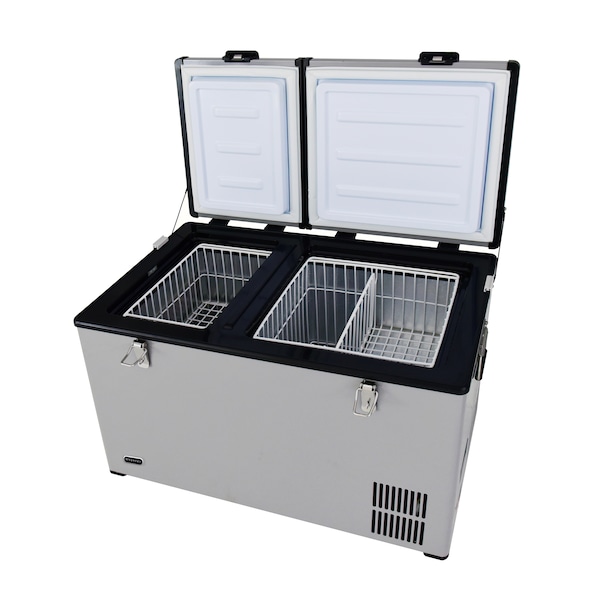 Whynter 90 Qt Dual Zone Portable Fridge/Freezer with 12V Option and Wheels - FM-901DZ