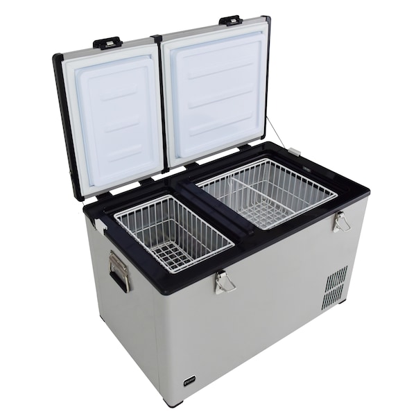 Whynter 90 Qt Dual Zone Portable Fridge/Freezer with 12V Option and Wheels - FM-901DZ