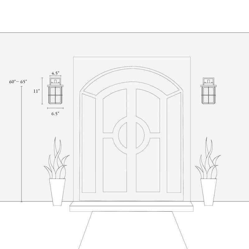 Luz de pared exterior para granja LNC moderna con aplique negro de 1 luz, linterna de pared para exterior del porche con sombra de vidrio transparente con semillas - ZMUM73HD1425427