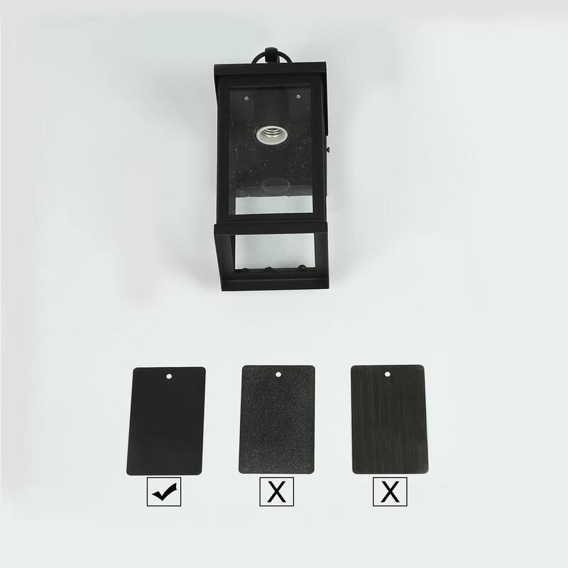 Lámpara de pared exterior de un foco en negro mate moderno LNC con pantalla de vidrio repleto de semillas y un toque clásico de porche. Lámpara de pared para exteriores en patios - E6Z6ZNHD1473848