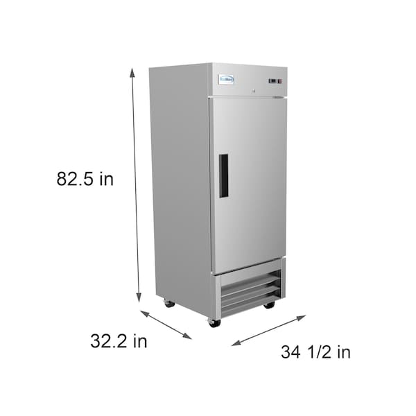 Koolmore 29" 1 Door Stainless Steel Upright Commercial Reach-In Freezer - 23 cu. ft - RIF-1D-SS