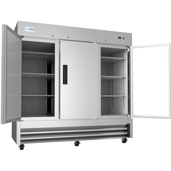 Koolmore 82" 3 Door Stainless Steel Upright Commercial Reach-In Freezer - 72 cu. ft, Model: - RIF-3D-SS