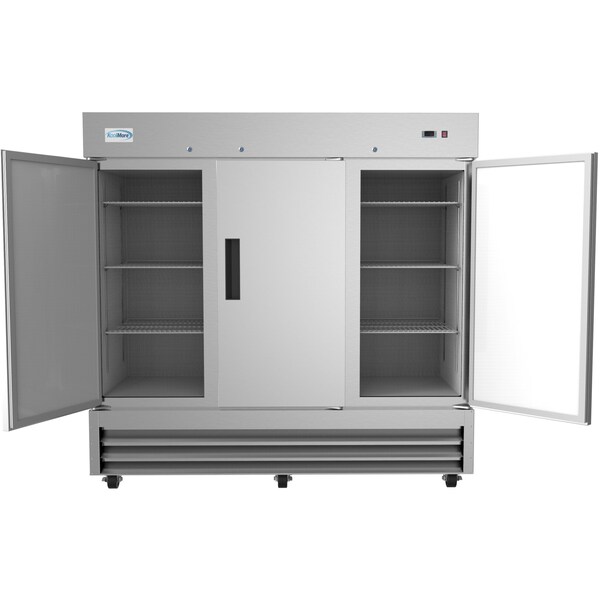 Koolmore 82" 3 Door Stainless Steel Upright Commercial Reach-In Freezer - 72 cu. ft, Model: - RIF-3D-SS