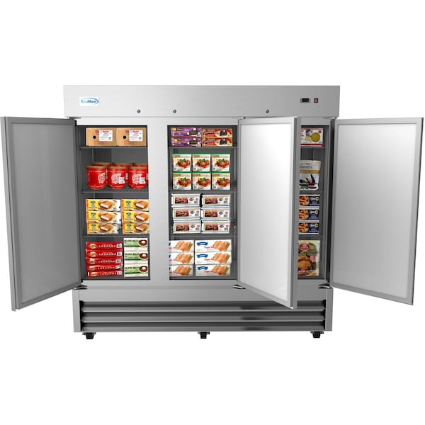 Koolmore 82" 3 Door Stainless Steel Upright Commercial Reach-In Freezer - 72 cu. ft, Model: - RIF-3D-SS