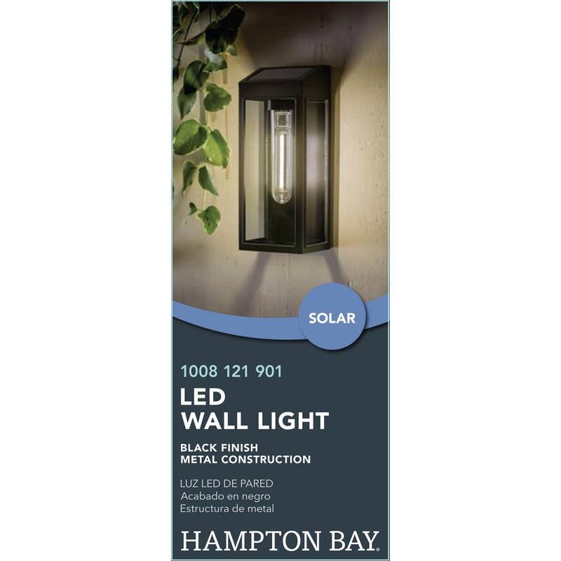 Luz de pared exterior solar LED negra Hampton Bay; 10 lúmenes - 92350-904