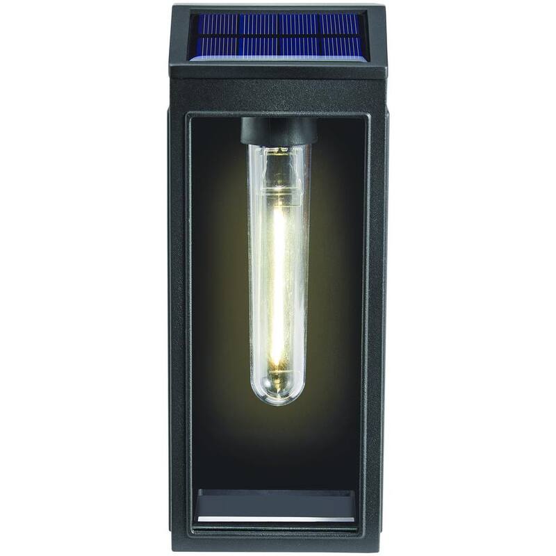 Luz de pared exterior solar LED negra Hampton Bay; 10 lúmenes - 92350-904