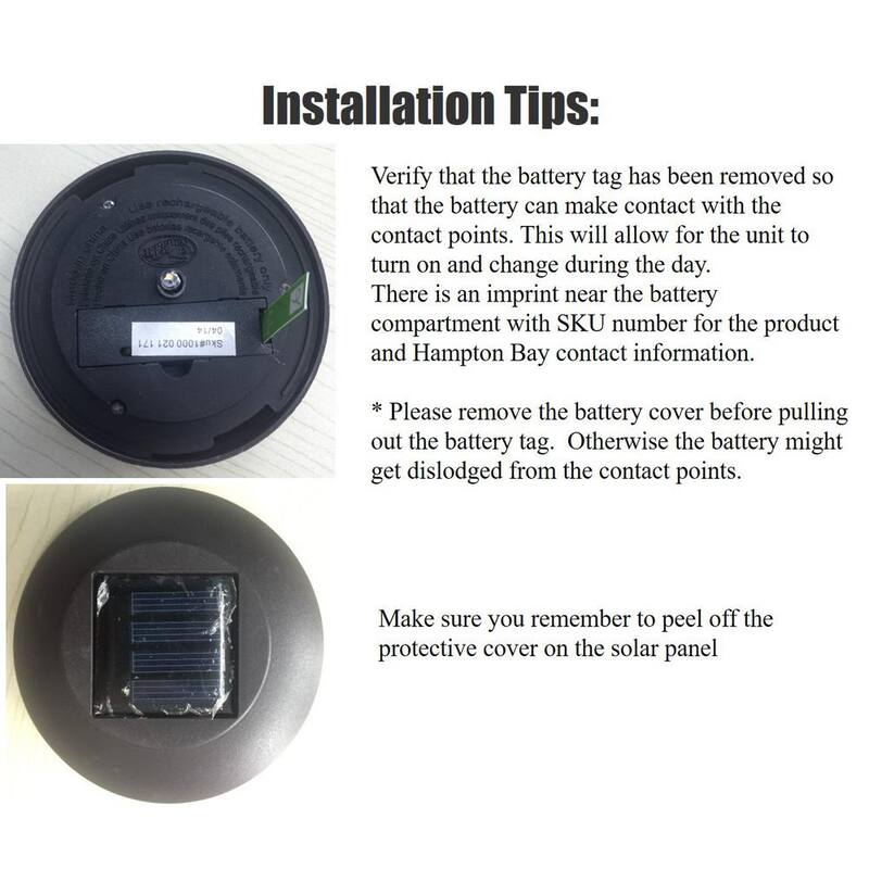 Luz de pared exterior solar LED negra Hampton Bay; 10 lúmenes - 92350-904