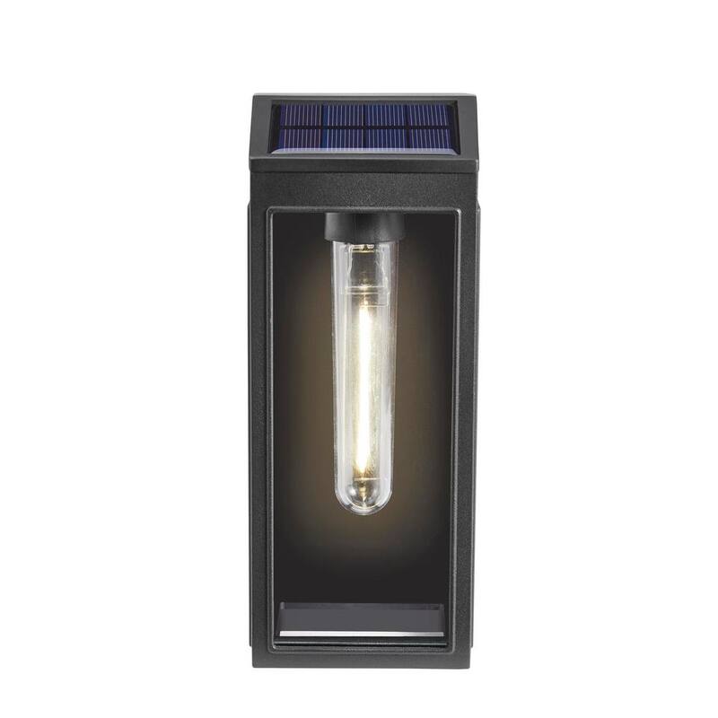 Luz de pared exterior solar LED negra Hampton Bay; 10 lúmenes - 92350-904