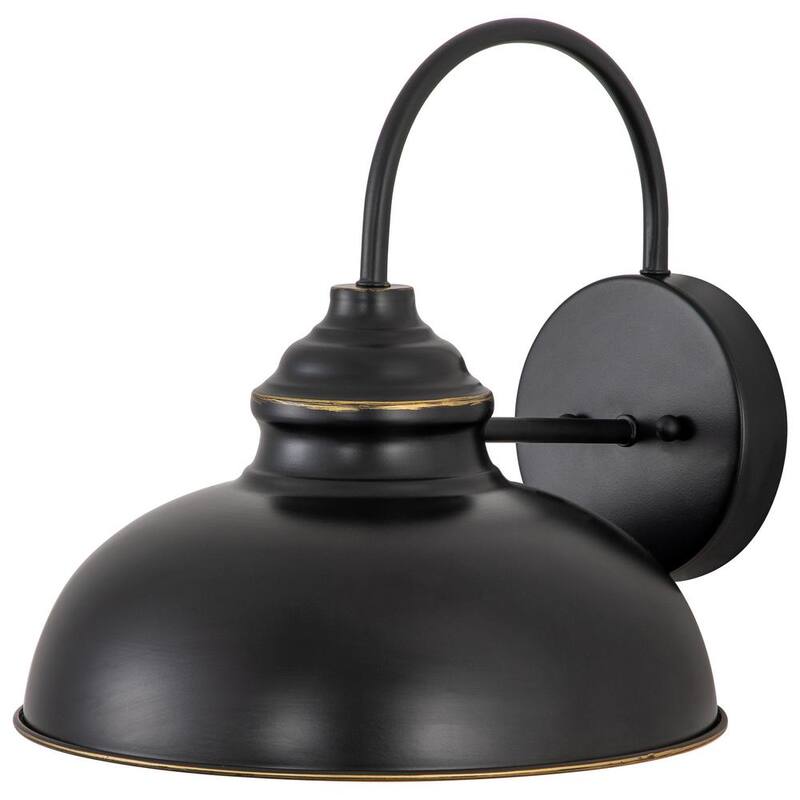 Candelabro de pared para exteriores con cuello de ganso negro y bordes dorados Cattleya 1 luz - CA2160-W