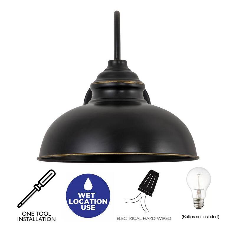 Candelabro de pared para exteriores con cuello de ganso negro y bordes dorados Cattleya 1 luz - CA2160-W