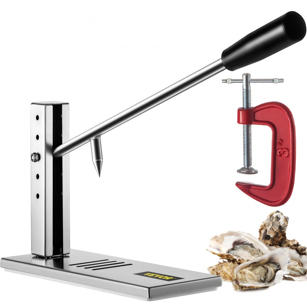 VEVOR Stainless Steel Oyster Shucker Tool Set, Clam Opener Machine with G-Clip for Easy Operation, Solid Option for Hotel Buffets or Gift - QQJJXBDDWCAI2FOOXV0