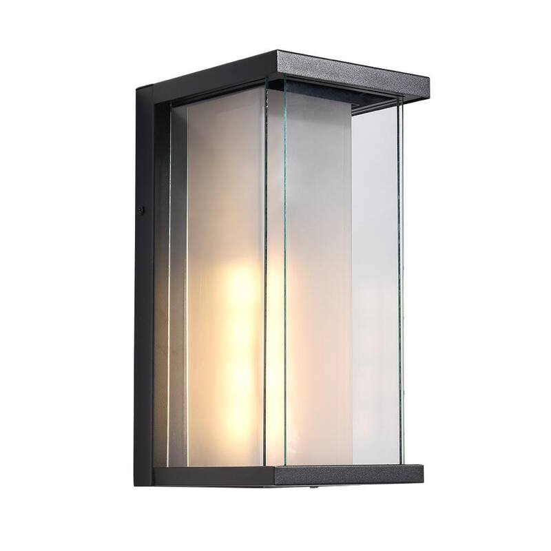 Lámpara de pared de linterna exterior Maxax Montpelier 12.8 pulgadas H 1 luz negra con cableado duro de atardecer a amanecer - 2264/1W