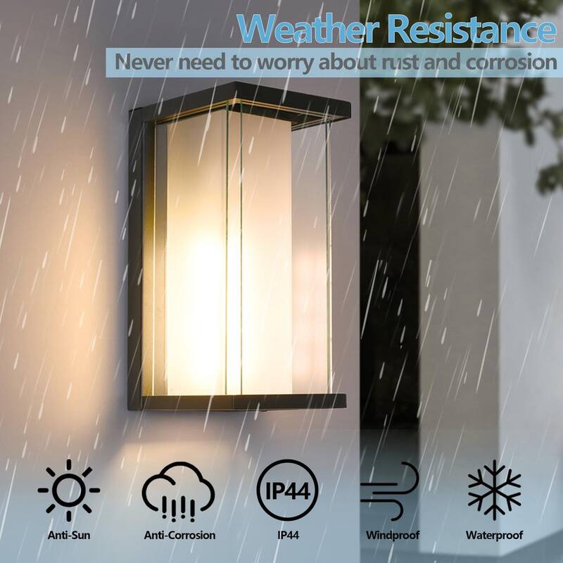 Lámpara de pared de linterna exterior Maxax Montpelier 12.8 pulgadas H 1 luz negra con cableado duro de atardecer a amanecer - 2264/1W