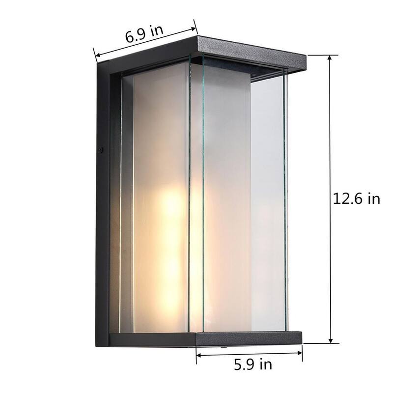 Lámpara de pared de linterna exterior Maxax Montpelier 12.8 pulgadas H 1 luz negra con cableado duro de atardecer a amanecer - 2264/1W