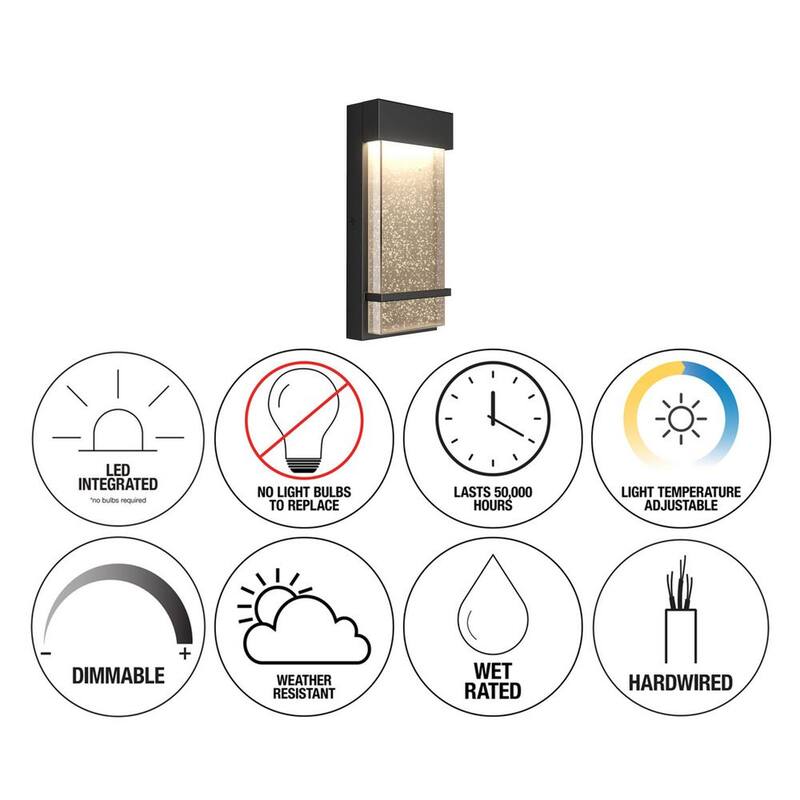 Luz de garaje y porche integrada con LED moderna Artika Skyler Black de 3 CCT con cableado duro, estilo linterna de pared - OUT-SK