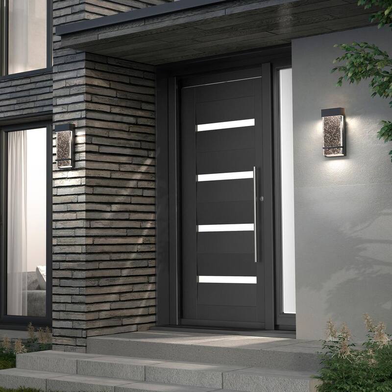 Luz de garaje y porche integrada con LED moderna Artika Skyler Black de 3 CCT con cableado duro, estilo linterna de pared - OUT-SK