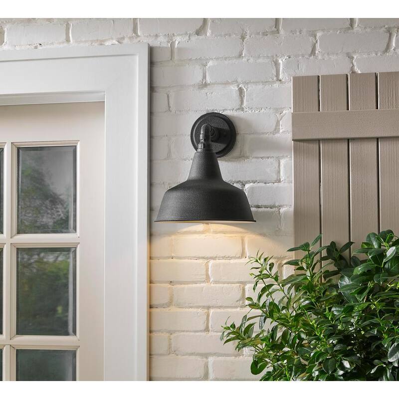 Colección de decoración para el hogar Hargreaves 12.37 pulgadas 1-Luz hierro dorado rústico Linterna de pared para exterior con cableado duro Farol con cristal sembrado - 7957HDCGIDI