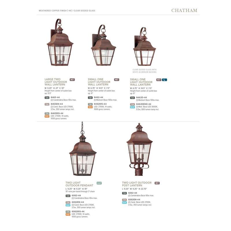 Luminaria de pared exterior de dos luces en cobre envejecido Chatham de Generation Lighting - 8463-44.