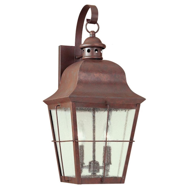Luminaria de pared exterior de dos luces en cobre envejecido Chatham de Generation Lighting - 8463-44.