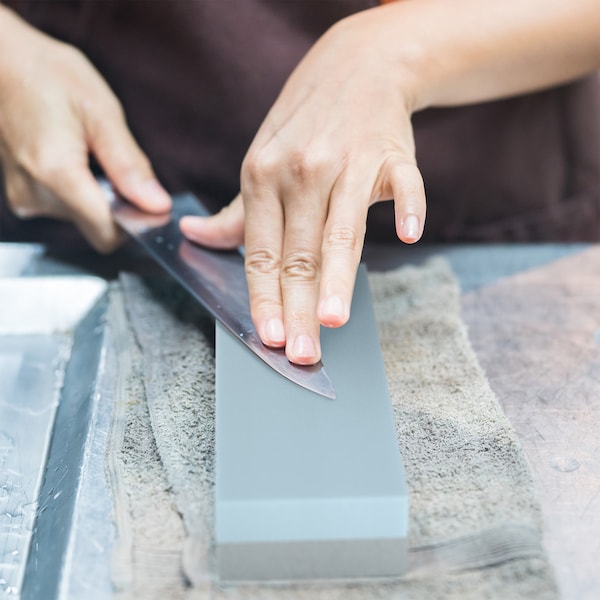 Whetstone Knife Sharpening Stone, Dual 400/1000 Grit Wet Block, Sharpens and Polishes Knives by - 20-10960