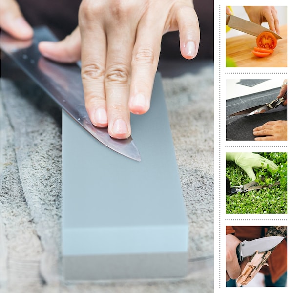 Whetstone Knife Sharpening Stone, Dual 400/1000 Grit Wet Block, Sharpens and Polishes Knives by - 20-10960