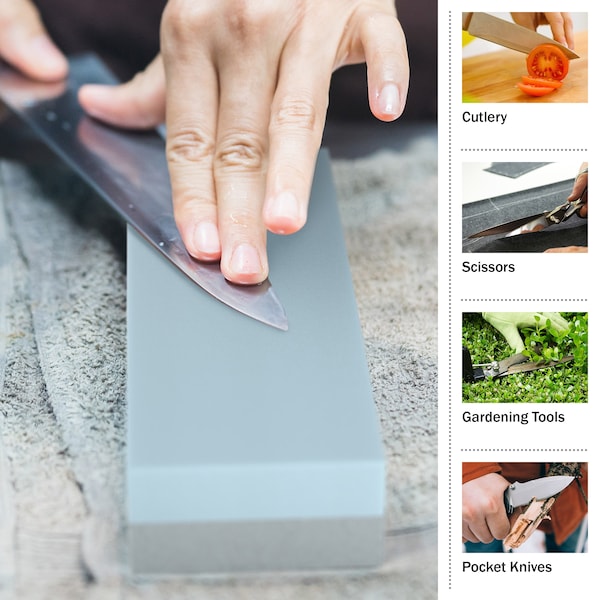 Whetstone Knife Sharpening Stone, Dual 400/1000 Grit Wet Block, Sharpens and Polishes Knives by - 20-10960