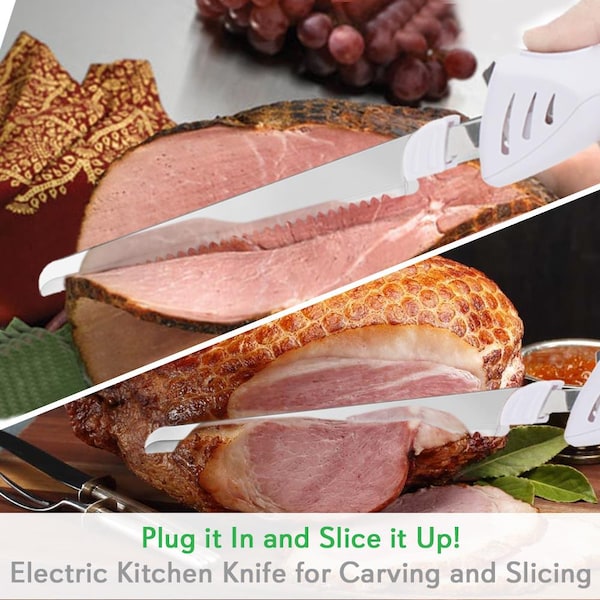 Nutrichef Electric Kitchen Knife With Wooden Storage Tray - PKELKN16