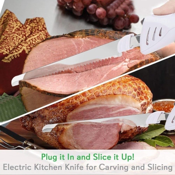 Nutrichef Electric Kitchen Knife With Wooden Storage Tray - PKELKN16