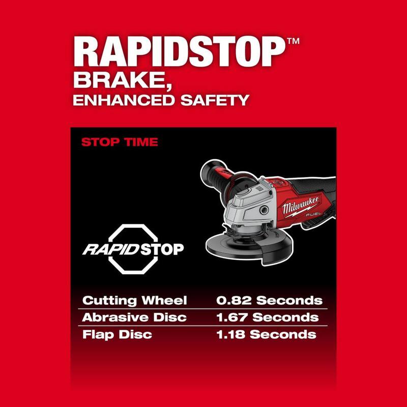 Amoladora inalámbrica Milwaukee M18 FUEL 18V de iones de litio sin escobillas de 4-1/2 in./5 in. con interruptor de paleta y Hackzall - 2880-20-2719-20