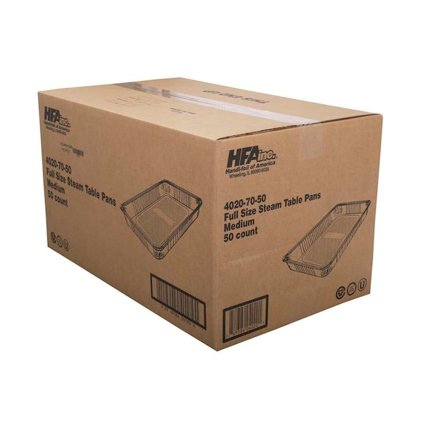 Hfa HFA Full Size Steam Table Medium Aluminum Pan Foodservice, PK50 - 4020-70-50