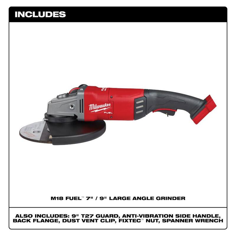 Milwaukee M18 FUEL Amoladora Angular Inalámbrica sin Escobillas de Iones de Litio de 18 Voltios de 7 in./9 in. con Batería de 6.0 Ah - 2785-20-48-11-1865