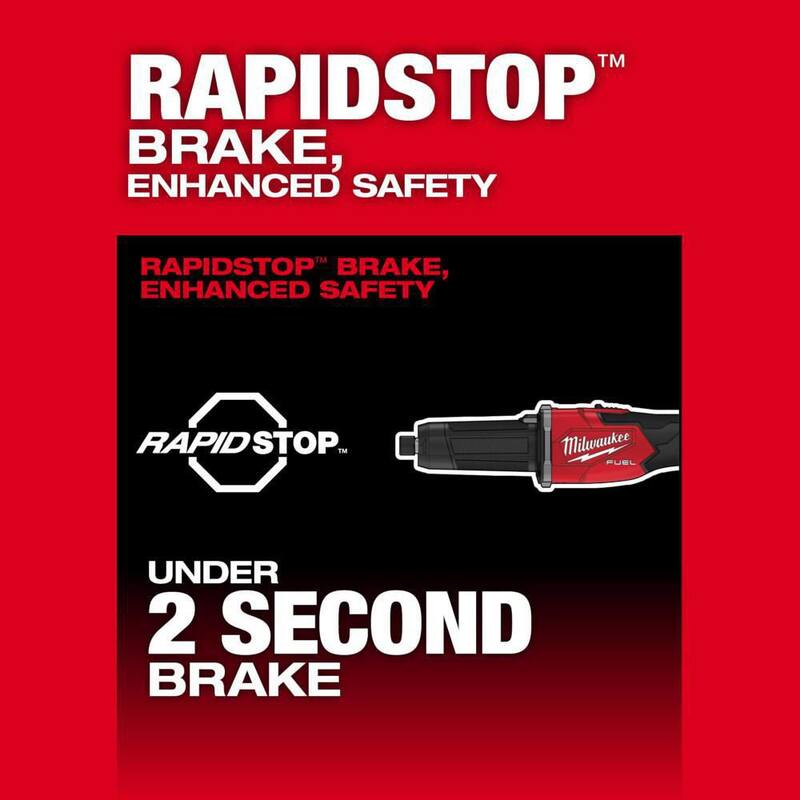 Amoladora de troqueles inalámbrica sin escobillas Milwaukee M18 FUEL de ion de litio de 18V con interruptor deslizante y freno de 1/4 de pulgada y batería de 6.0 Ah - 2939-20-48-11-1865.