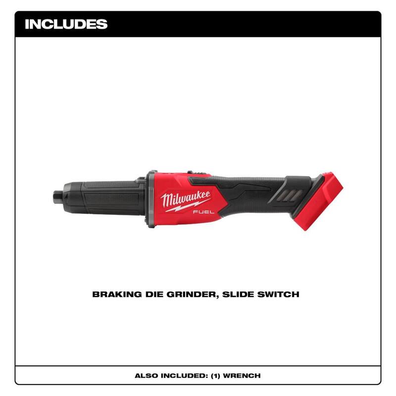 Amoladora de troqueles inalámbrica sin escobillas Milwaukee M18 FUEL de ion de litio de 18V con interruptor deslizante y freno de 1/4 de pulgada y batería de 6.0 Ah - 2939-20-48-11-1865.