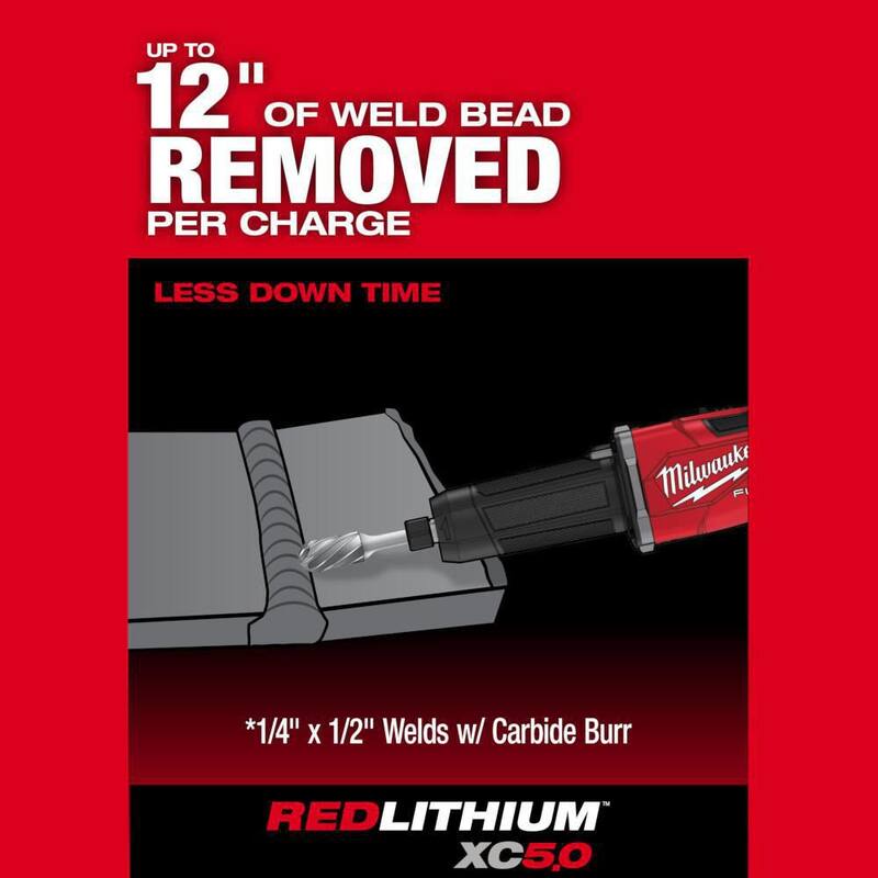 Amoladora de troqueles inalámbrica sin escobillas Milwaukee M18 FUEL de ion de litio de 18V con interruptor deslizante y freno de 1/4 de pulgada y batería de 6.0 Ah - 2939-20-48-11-1865.