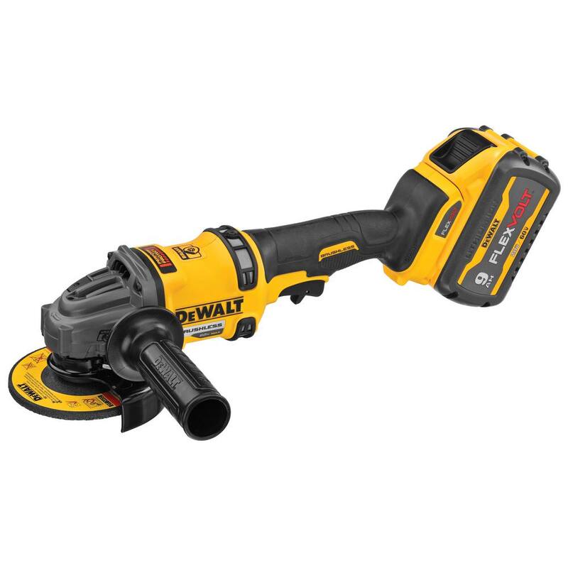 DEWALT FLEXVOLT 60V MAX Amoladora Angular Pequeña sin Escobillas de 4.5 in. - 6 in., Sierra Circular de 6-1/2 in. y (2) Baterías FLEXVOLT 9.0Ah - DCG418X2WDCS391