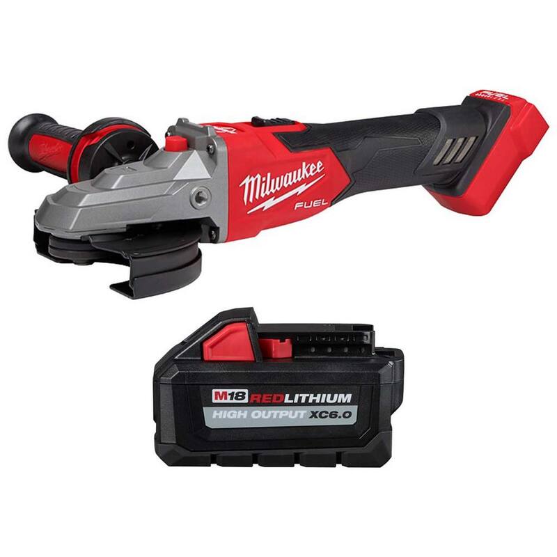 Rectificadora de freno de cabeza plana Milwaukee M18 FUEL de 18V de iones de litio sin escobillas inalámbrica con interruptor deslizante y bloqueo con batería de 6.0 Ah - 2887-20-48-11-1865