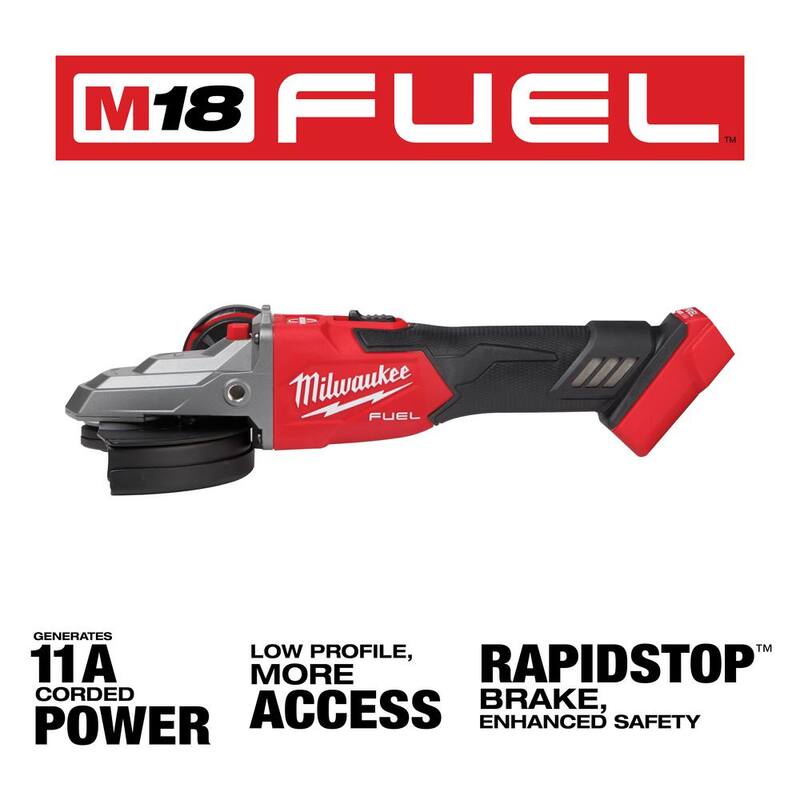 Rectificadora de freno de cabeza plana Milwaukee M18 FUEL de 18V de iones de litio sin escobillas inalámbrica con interruptor deslizante y bloqueo con batería de 6.0 Ah - 2887-20-48-11-1865