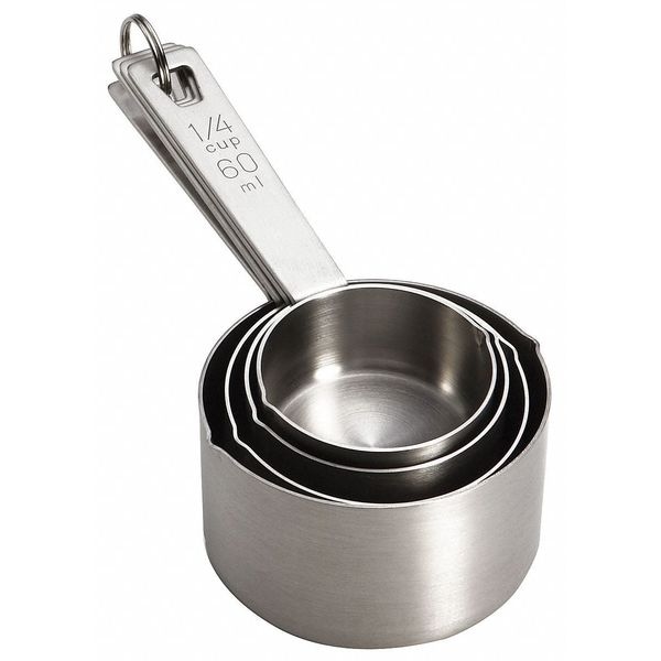 Tablecraft Stainless Steel Measuring Cup Set, 1/4, 1/3, 1/2, 1 - 725