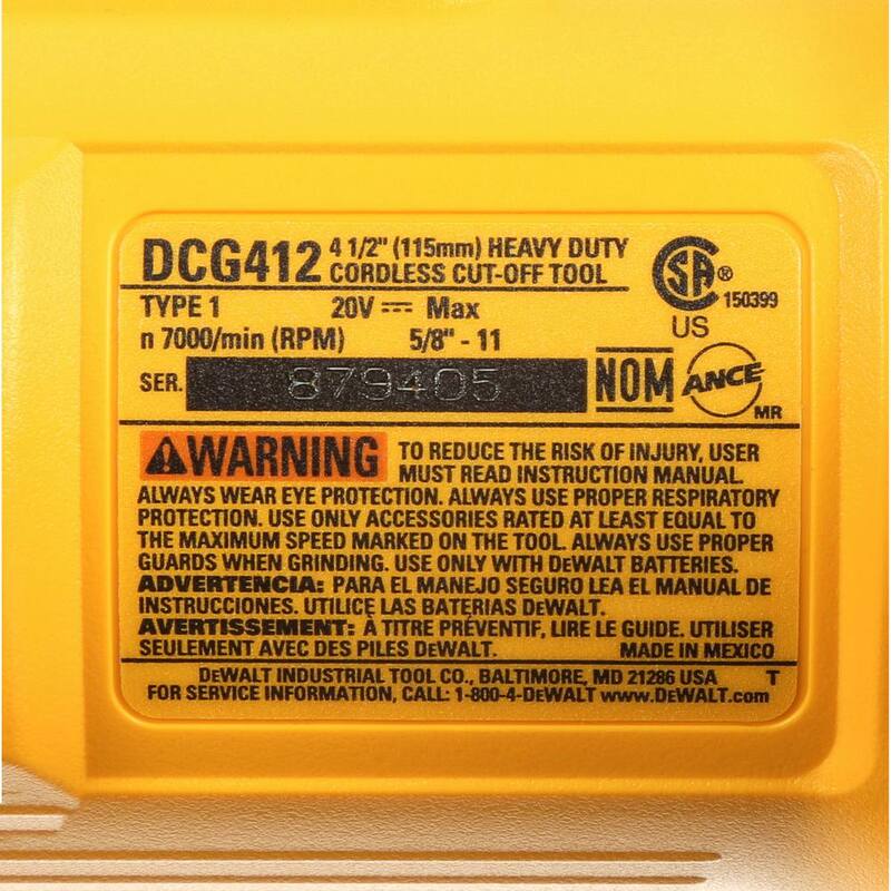 DEWALT 20V MAX Amoladora angular inalámbrica de 4.5 a 5 pulgadas con (4) paquetes de baterías de 20V 3.0 Ah MAX Premium - DCG412BWCB200-4