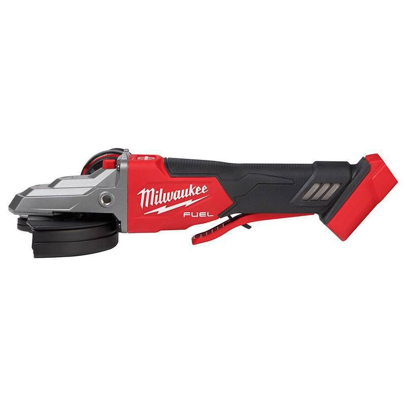 Amoladora Milwaukee M18 FUEL de 18V de iones de litio sin escobillas de 5 pulgadas con freno de cabeza plana y interruptor de paleta sin bloqueo y amoladora sin escobillas - 2886-20-2880-20