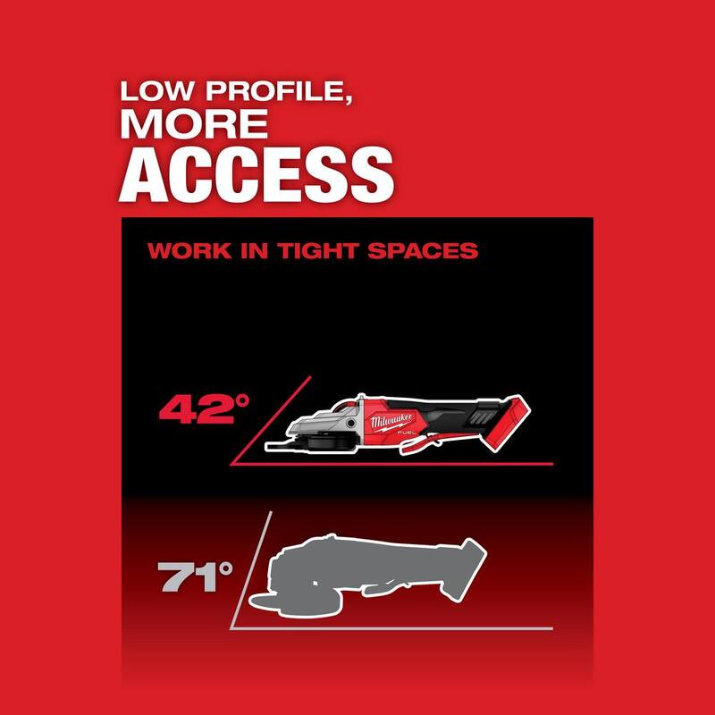 Amoladora Milwaukee M18 FUEL de 18V de iones de litio sin escobillas de 5 pulgadas con freno de cabeza plana y interruptor de paleta sin bloqueo y amoladora sin escobillas - 2886-20-2880-20
