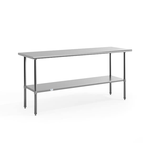 Flash Furniture 72"W Stainless 18 Gauge Work Table - Undershelf - NH-WT-3072-GG