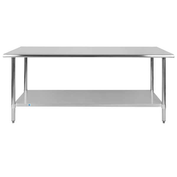 Flash Furniture 72"W Stainless 18 Gauge Work Table - Undershelf - NH-WT-3072-GG