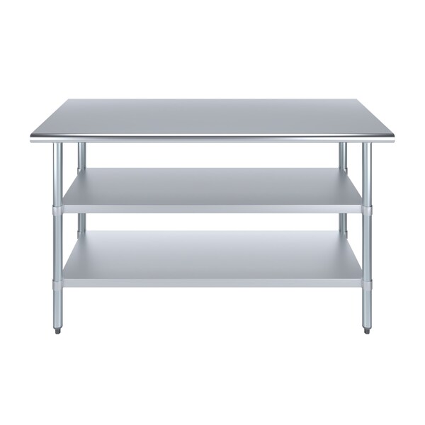 Amgood 30x60 Prep Table with Stainless Steel Top and 2 Shelves - AMG WT-3060-2SH
