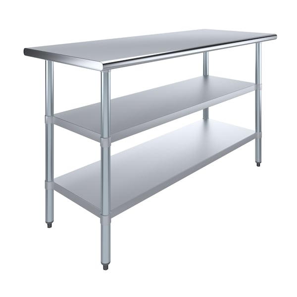 Amgood 30x60 Prep Table with Stainless Steel Top and 2 Shelves - AMG WT-3060-2SH