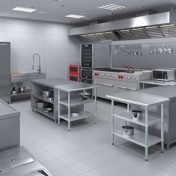 Amgood 24x36 Prep Table with Stainless Steel Top and 2 Shelves - AMG WT-2436-2SH