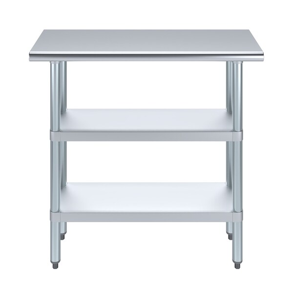 Amgood 14x36 Prep Table with Stainless Steel Top and 2 Shelves - AMG WT-1436-2SH