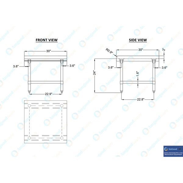 Amgood 30in x 30in Stainless Steel Equipment Stand - AMG ES-3030