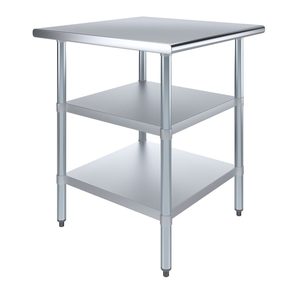 Amgood 30x30 Prep Table with Stainless Steel Top and 2 Shelves - AMG WT-3030-2SH